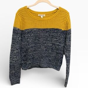 Poof Excellence Mustard and Navy Sweater